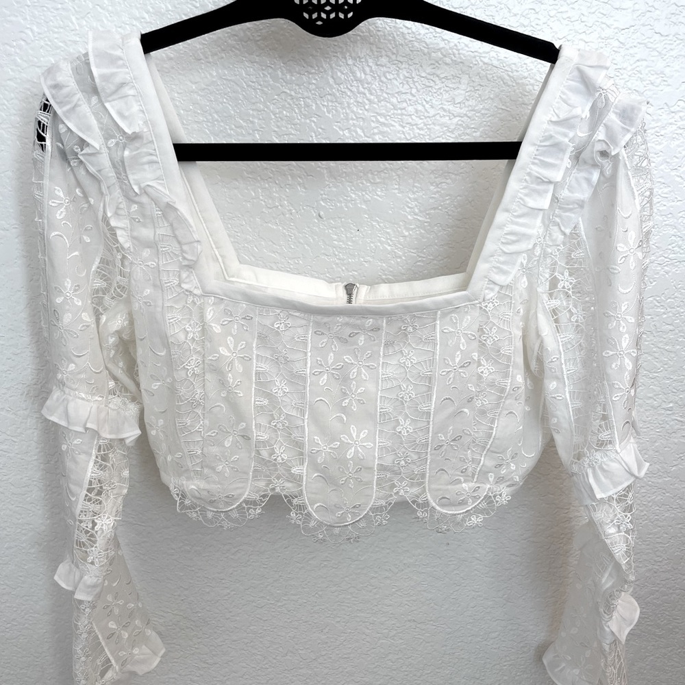 For Love and Lemons Long Sleeve Crop Top